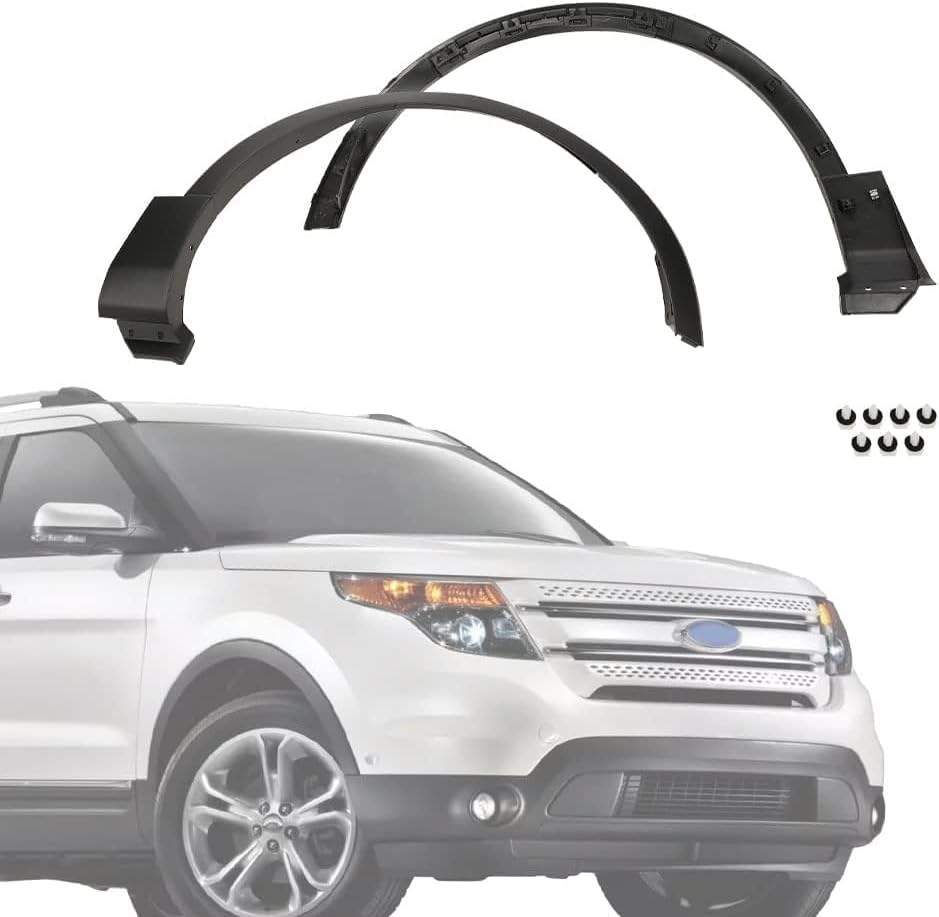 G-PLUS Fender Flares Pair Compatible With 2011-2015 Ford Explorer, Wheel Fender Arch Molding Trim BB5Z16038AA BB5Z16039AA Black (Front Left+Front Right Side)