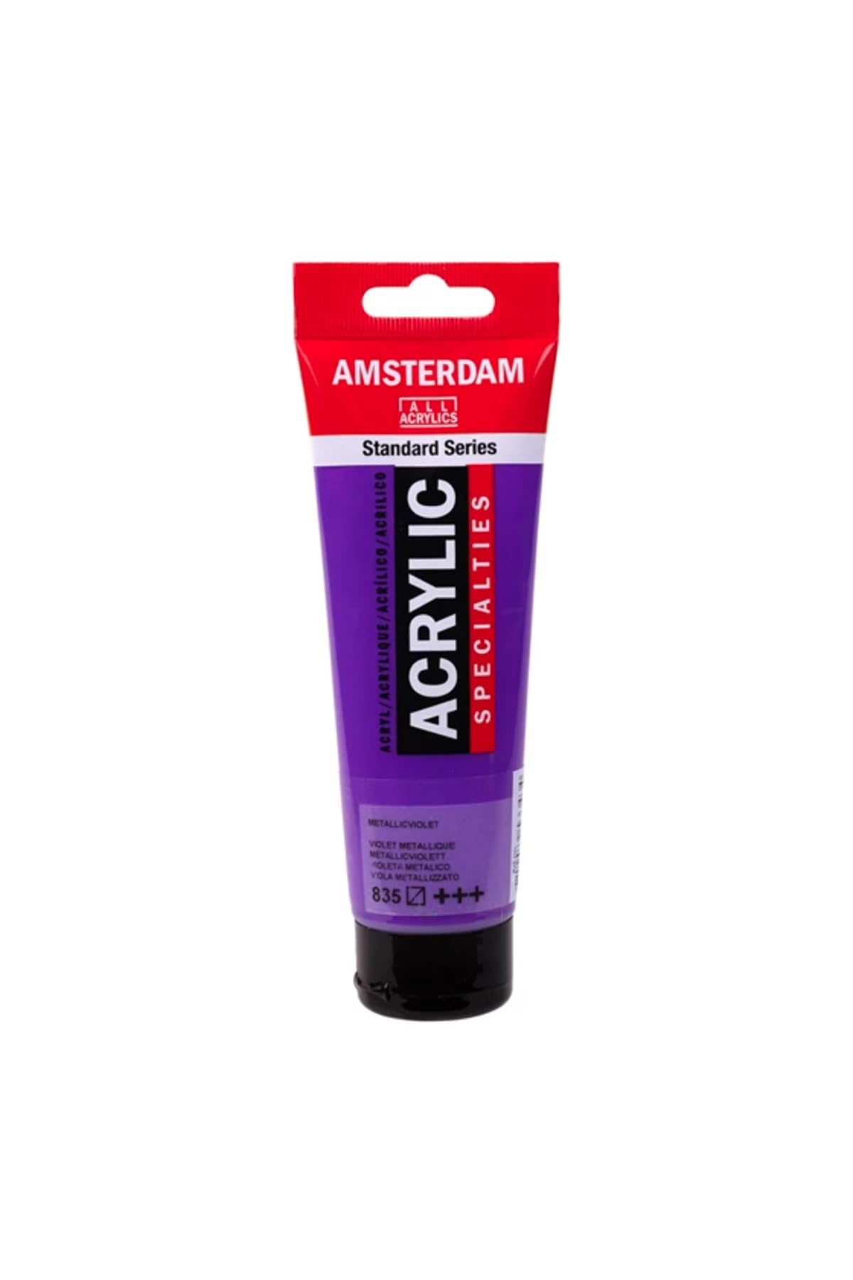 Amsterdam Standard Series Acrylic Paint Metallic Violet 835, 120ml, Semi-Transparent, High Lightfastness, Satin Finish, Versatile Medium Viscosity, Durable Waterproof & Odorless Art Paint