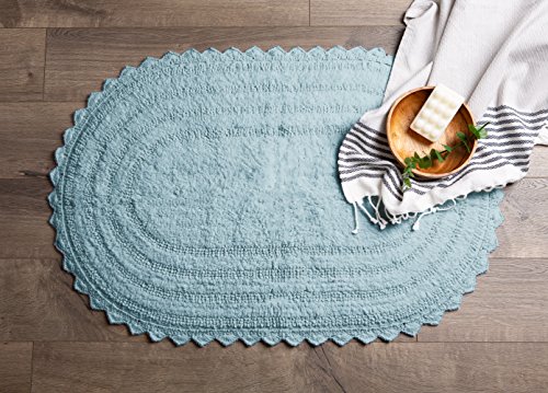 image for DII Ultra Soft Spa Cotton Crochet Oval Bath Mat or Rug Place in Front 