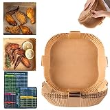 Air Fryer Disposable Paper Liner - 50PCS 7.9 In Square Non-Stick Parchment Insert Sheet, Oil-proof, Water-proof Baking Filter for 5 6 7 8 Qt Airfryer Basket, Oven, Pan, Papel Para Freidora De Aire