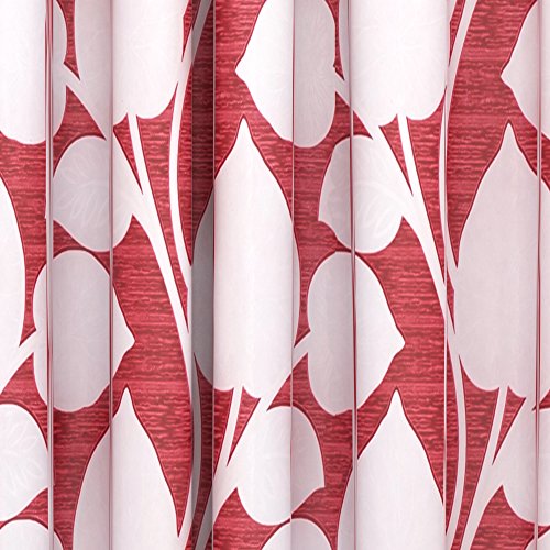 Image of Story@Home Combo Set of 2 Piece Modern Polyetser Eyelet Floral Pattern Ringtop Printed Door Curtains - 7 Feet, Red