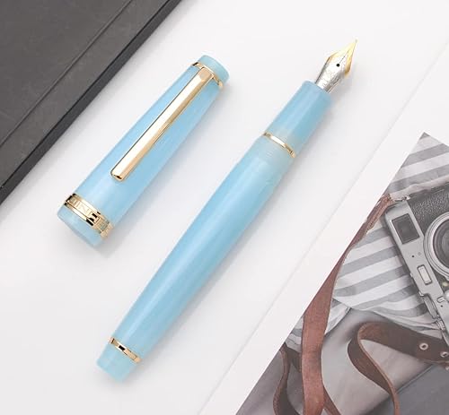 Miniatura 6 de JINHAO 82 - Pluma estilográfica con clip dorado (punta F 0.020 in, azul cielo transparente)