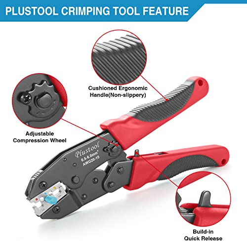 Plustool Crimping Tool for Heat Shrink Connectors AWG22-10, Ratcheting Wire Terminal Crimper - Crimping Pliers - Electrical Crimping Tool - Image 5