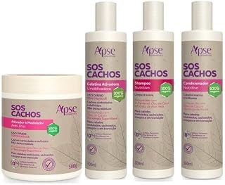 Apse Cachos Shampoo e Condicionador e Ativador e Gelatina