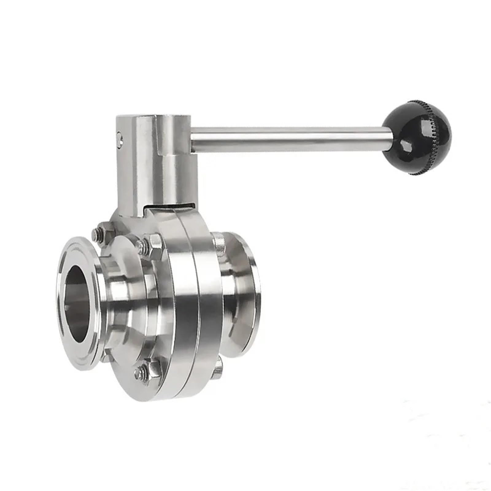 JNVFTCUX 3/4“ 1” 1-1/2" 2" 19/25/38/45/51/63mm Stainless Steel 304 Sanitary Butterfly Valve Tri Clamp 50.5/64/77.5mm Homebrew Beer Dairy(57mm Ferrule 77.5)