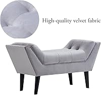 Vista 37 de Andeworld Banco de cama tapizado copetudo, taburete otomano de entrada, banco otomano de dos plazas (gris oscuro)