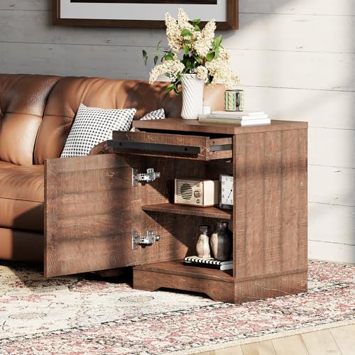 Image of WAMPAT 24.3 inch H Vintage Farmhouse Style End Table Set of 2