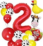Farm Animal Birthday Party Supplies,Barnyard 2nd Birthday Party Balloon Garland Kit Include Cow Ball