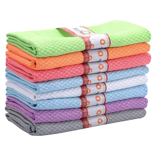 saerryor Paño de limpieza de microfibra, paquete de 8 paños de limpieza reutilizables y absorbentes sin pelusas, paños de limpieza a nanoescala para el hogar, cocina, 30 x 40 cm