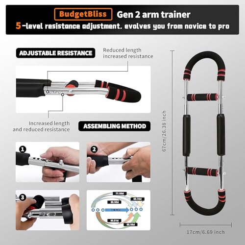 Image of Chest Workout Equipment, Twister arm Trainer, Adjustable 5 Resistance Levels Ergonomic Home Gym Equipment, Chest Workout Equipment for Daily Fitness and Muscle Building Training