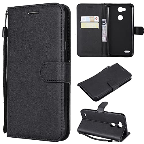 SATURCASE Hülle für LG X Power 3, Klassisch PU Lederhülle Magnetverschluss Brieftasche Kartenfächer Standfunktion Handschlaufe Handy Tasche Schutzhülle Handyhülle für LG X Power 3 (XD-Schwarz)