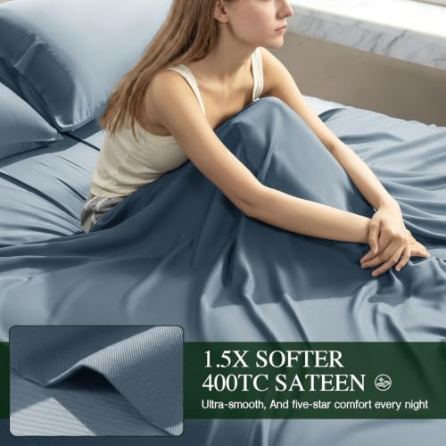 Image of 100% Organically Grown Bamboo Viscose Queen Sheet Set with Pockets on Side