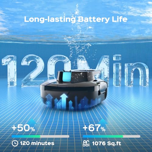Image of S1 Pro Automatic Pool Cleaner for Above Ground Swimming Pools, Dual-Motor,Cordless Pool Robot with 120-Min Runtime, Large Debris Capacity, Fast Recharge and Self-Parking Function(Mirror Black)