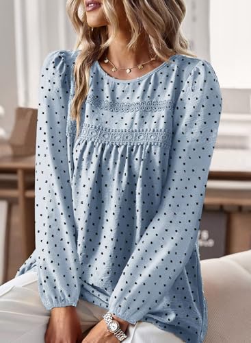 Image of Falechay Womens Tops Flowy Boho Dressy Casual Lace Cute Long Sleeve Shirts