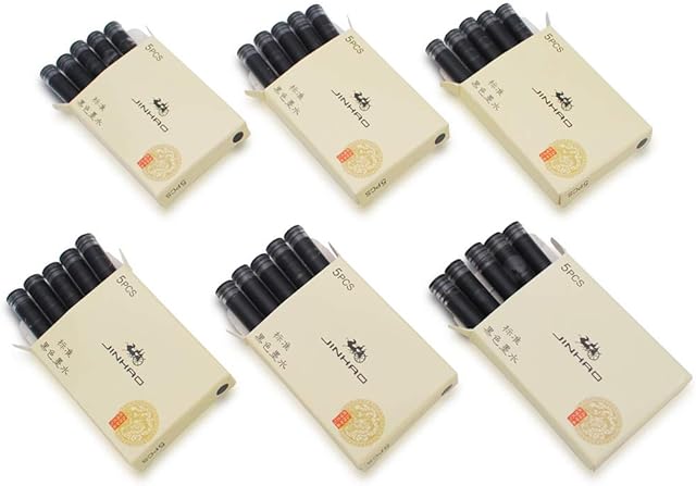 30pcs JINHAO Ink Cartridges Fountain Pen Refills for JINHAO and Baoer Pen Standard Size (Black)