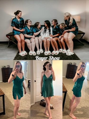 Image of Rigeri Silk Nightgown Sexy Chemise Silk Slip Dress with Side Slit Lingerie for Women S-XXL