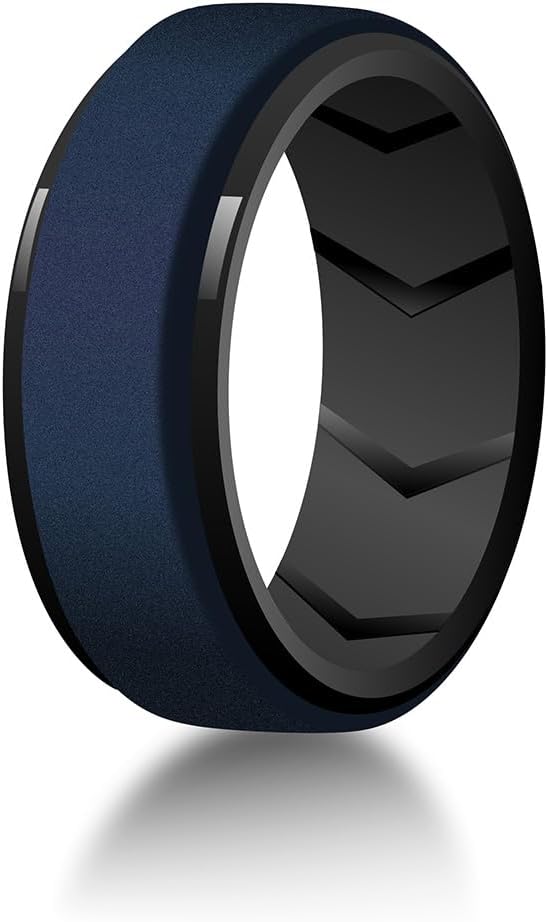 7-Pack Silicone Ring Set for Him – 8mm Wide Rubber Bands in Black, Gray, Blue, Coffee, Green, Hypoallergenic Comfort Fit Wedding Band Alternative for Active Lifestyles, Sizes 7–15 - Image 6