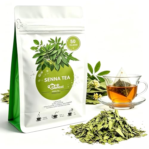 Samcci - Senna Tea 50 Teabags 1.5g/bag - Senna Leaf Tea for Constipation -Digestive - Poop for Promoting Digestion - Colon Cleanse -Non-GMO - Caffeine-free