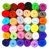 💝 Empaque Exquisito 🌸36 colores vibrantes de fibra de lana, aproximadamente 3g / 0.1oz por color,cada color se envasa individualmente en una bolsa con cremallera transparente y resellable， pequeño y aseado
