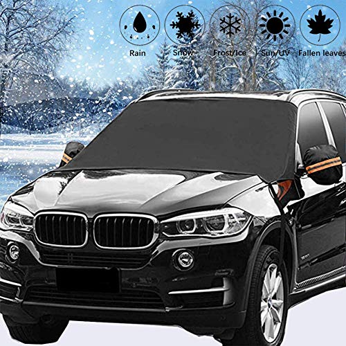 Windshield Snow Ice Cover w Mirror Covers for Winter, Sunshade Cover for Summer,Large