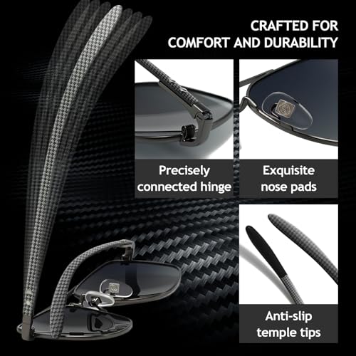 SUNGAIT Carbon Fiber Sunglasses Square Aviator Polarized Sun Glasses Men Driving Fishing Gifts UV400 Protection4