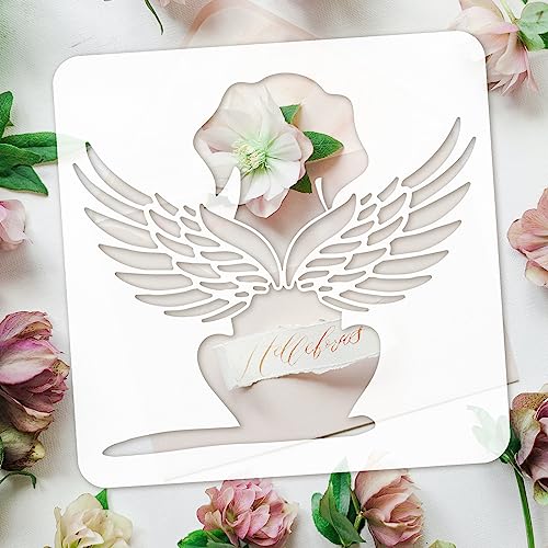 FINGERINSPIRE Angel Dog Painting Stencil 30x30cm Reusable Pet Dog Painting Template Angel Wing Cute Dog Drawing Decoration Stencil Animal Stencil for Painting on Wood Wall Fabric Furniture - Image 3