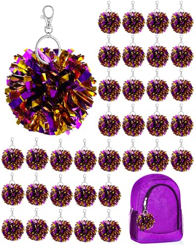 Remuuly Cheer Pom Pom Keychains (40-pack) with Keychain Hooks