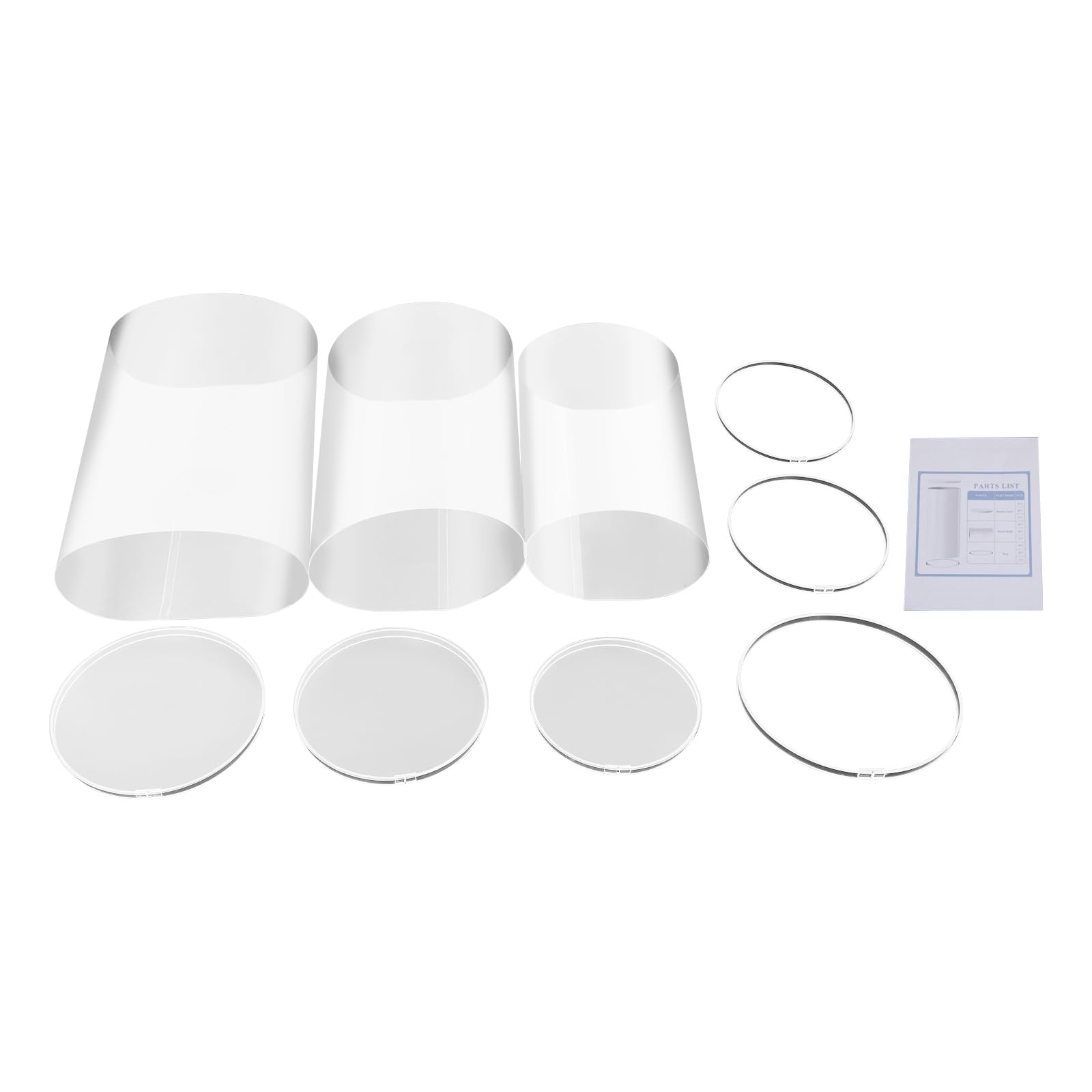 3 soportes cilíndricos redondos para flores, velas, tartas de postre, soporte para columnas de mesa para bodas, fiestas, 60 x 33 cm, 55 x 30 cm, 50 x 26 cm, hasta 33 kg (transparente)
