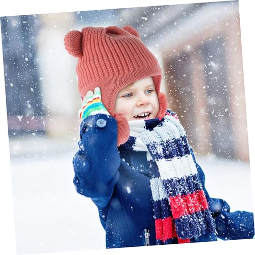 Totority Boy Girl Knitted Winter Hat with Cute Bear Ears Windproof and Warm Boy Girl Cap for Cold Weather Soft and Comfortable Ear Protection for Outdoor Adventures Pink s4