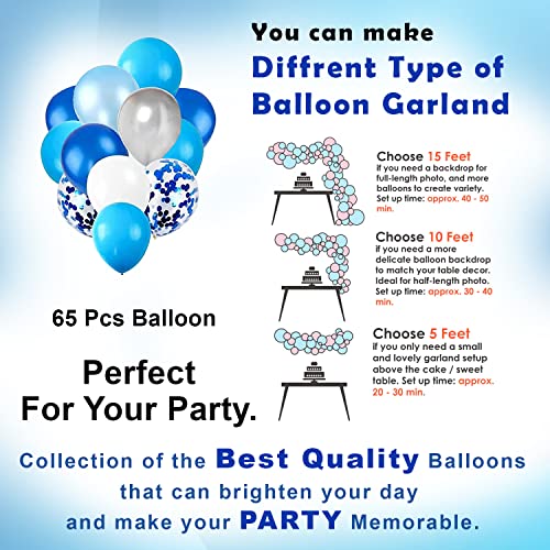 Image of Party Propz Birthday Decoration Kit - 70 Pcs Combo, Blue Happy Birthday Foil Balloon | Birthday Decoration Kit for Boys | Silver & Blue Balloon Decorations for Husband