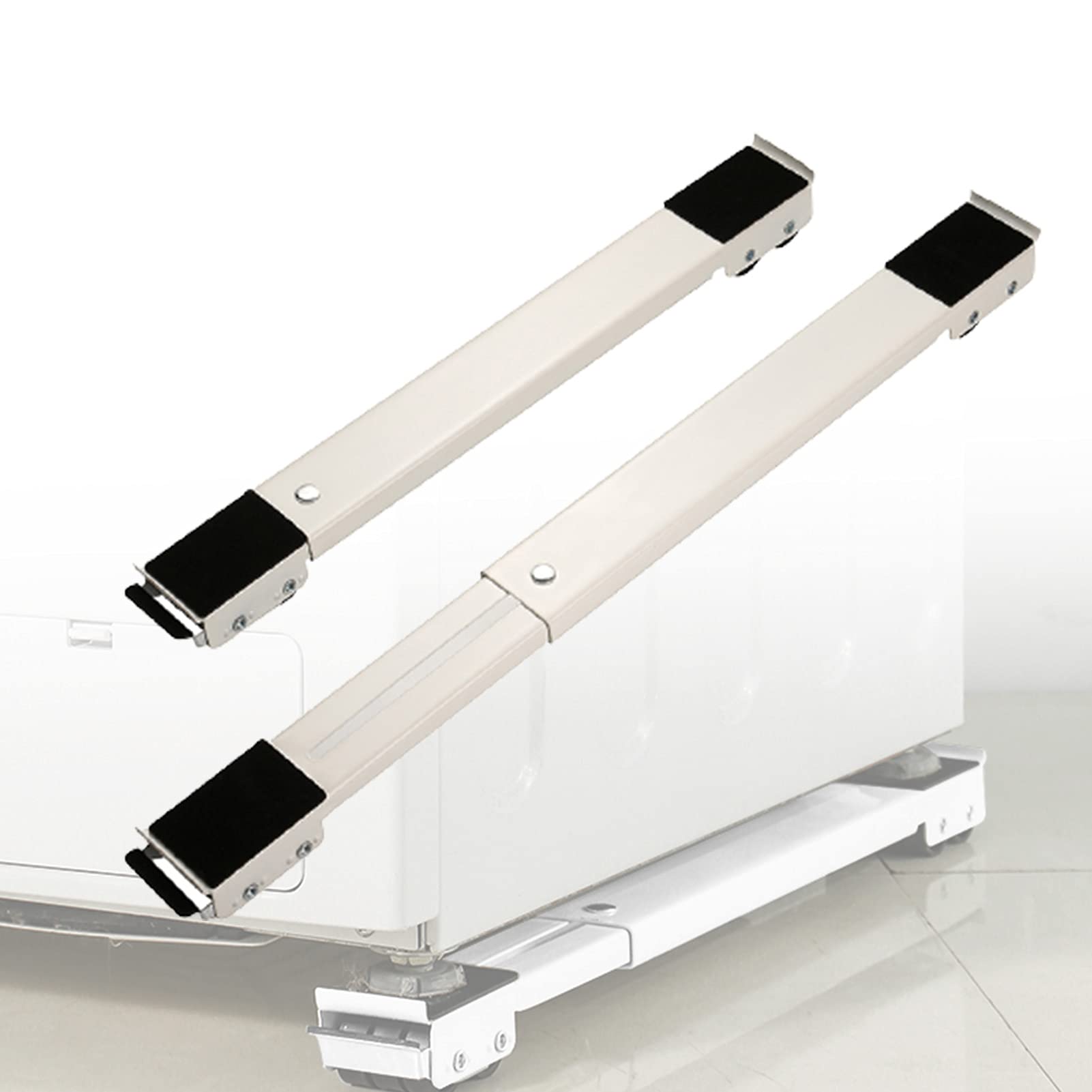 Wowdawn 2 Pieces Adjustable Washing Machine Pedestals Frame ， Drum Washing Machine Refrigerator Mobile Base ， Multifunction Washing Machine Base Stand Movably Adjustable