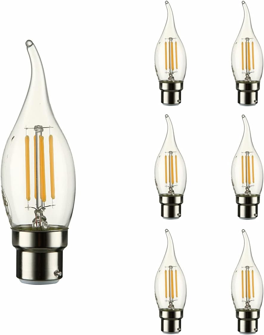 TEKLED® C35 Tail Filament Vintage LED Bulbs, Warm White, B22 Bayonet Cap