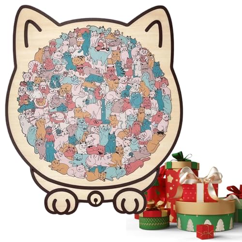 Dewireaey Puzzle Di Gatti Per Passatempo - 135 Pezzi Giocattolo Per Giochi Da Tavolo,Puzzle Educativo In Legno Con Funzione Decorativa | Per Ragazzi E Ragazze Di Età Prescolare E Prima Infanzia