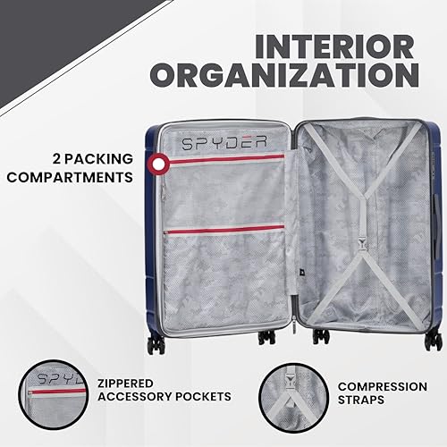 Spyder Carve 29 Inch Large Checked Luggage Expandable Hardside Upright Suitcase, Navy2