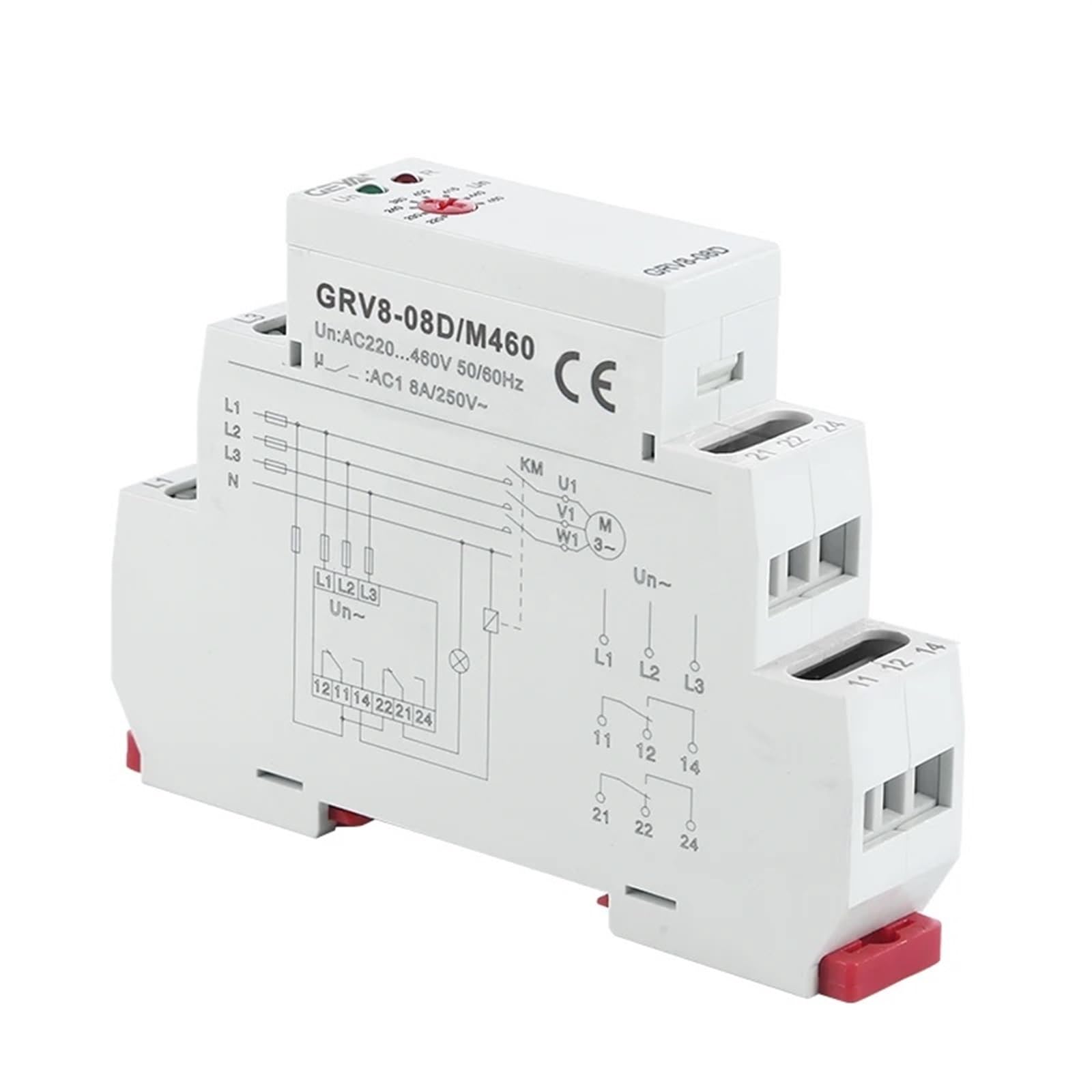 GRV8-08 Relé de sobretensión y subtensión, fallo de fase, secuencia de fase, relé de Control de asimetría, 1 Uds. (Size : GRV8-08D M460)
