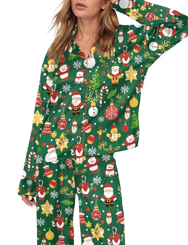 Image of SHESHOW Satin Pajamas for Women Set Long Sleeve Button Down Sleepwear 2 Piece Nightwear Women Pjs Sets Size XS-XXL