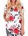 NIASHOT Women's Short Sleeve V-Neck Floral Print Blouses T-Shirt XL