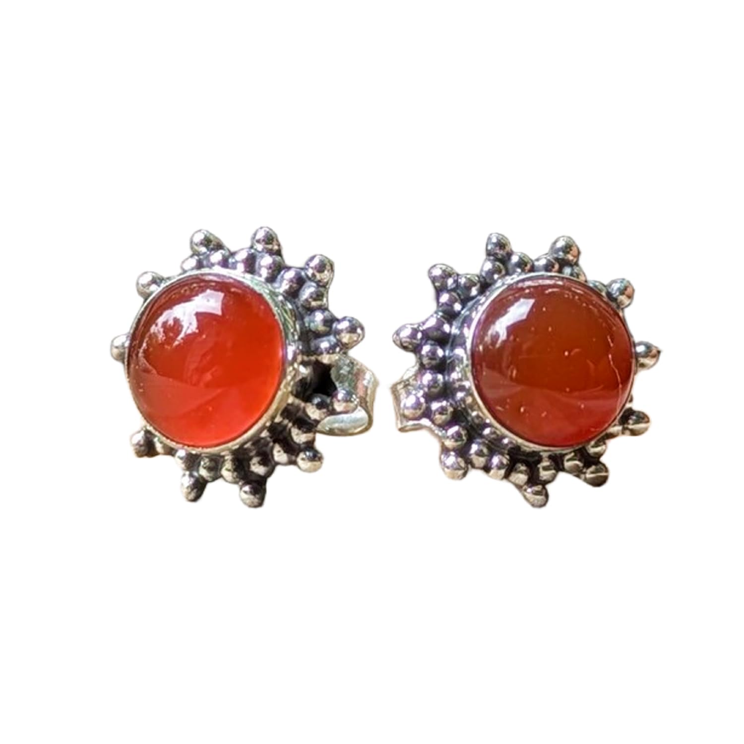 Puces d'oreilles onyx rouge de qualité exceptionnelle et argent 925 - 5