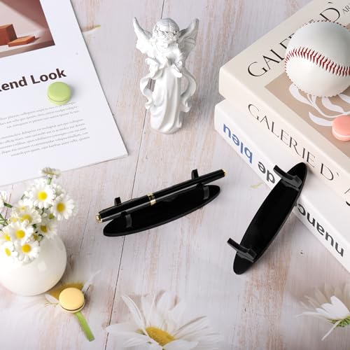 6 Pcs Black Acrylic pen holder for desk Reusable Single pen display stand Horizontal makeup brush rack for Fountain Pen Pencil Wand Paintbrush,Home Office School Desktop Storage Rack - Image 6