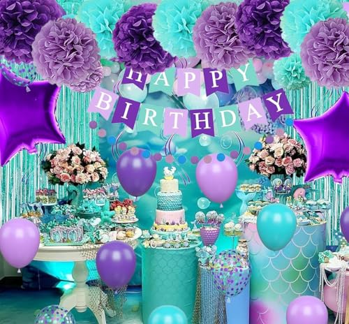 Image of Tissue Paper Pompoms Paper Flower 12 Pcs Purple,Blue Light Purple,Paper Flower Ball for Birthday Party Baby Shower Bridal Shower Party Decoration