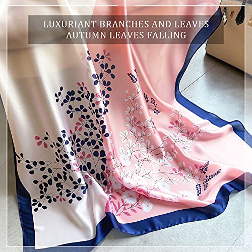 Silk Scarf Women Floral leaf print Fashion Elegant Style Long Scarf Soft Warm Shawl Wrap Sunscreen Shawl All Season2