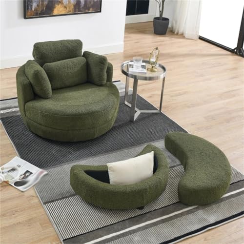 Sillón giratorio tapizado con almacenamiento beige miniatura 2