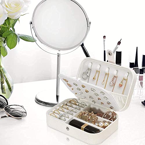 Image of KRISHYAM Travel Jewelry Case, Mini Jewellery Box, Portable Jewelry Box Display Storage Case, Bangle Box, Jewellery Organizers, Storage Boxes for Rings & Earrings (White)