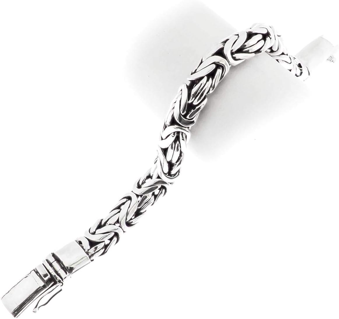 12mm Mens Oval Byzantine Bali Handmade Chain 925 Sterling Silver Bracelet, 8-10"