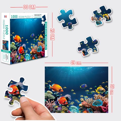 Image of Ocean World Jigsaw Puzzle - 1000 Piece Puzzle | Underwater & Marine Life Brain Game | Educational Gift for Puzzle Lovers and Sea Enthusiasts