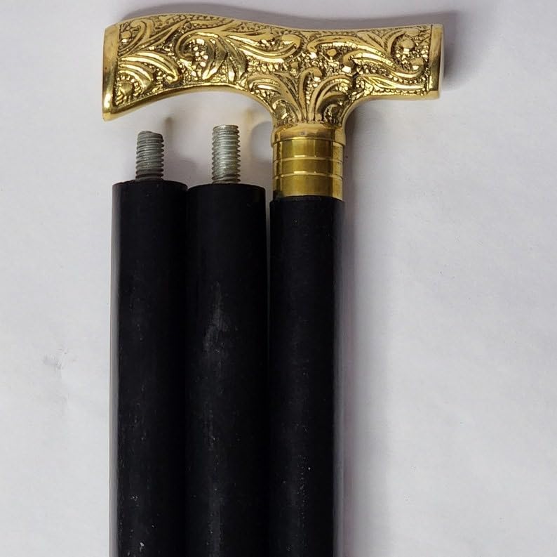 Bastone da passeggio in legno Deigner pieghevole personalizzato da 91,4 cm con manico in ottone originale completamente inciso, regalo per battesimo, marrone, VT006