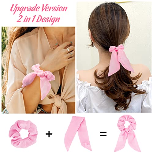 6Pcs Light Up Hair Bows Scrunchies - Led Rabbit Bunny Ear Scrunchie Colorful Glow Hair Bands Ponytail Holder Glow In The Dark Hair Accessories Neon Party Decorations For Women Girls Gift Glow Party #TOP2