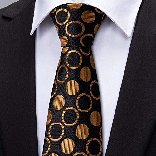 Image of Barry.Wang Ties for Men Silk Tie Sets Polka Dot Woven Necktie Pocket Square Cufflinks Business Wedding