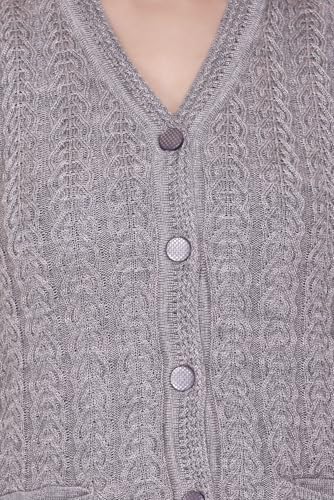 Image of aarbee Self Design Sleeveless V Neck Woollen Cardigan for Women with Front Pockets