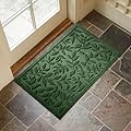 VivaNest Green Leaves Outdoor Indoor Entrance Doormats, Absorbent Durable Heavy Duty Welcome Front Door Mat,Thick Natural Rubber Back,Easy Clean Entryway Mat 17x30 Inch, Low Profile